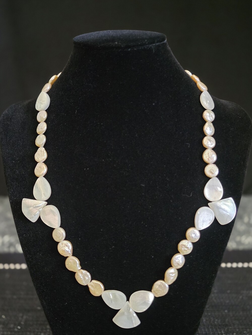 White MOP and Coin Pearl Statement Necklace